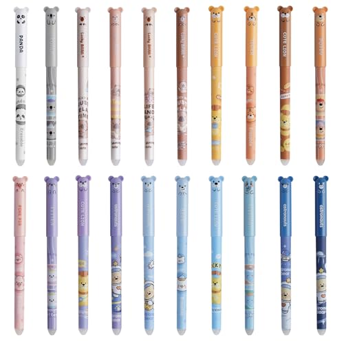 VEGCOO 20 Stück Set Radierbare Gelstifte mit Thermoempfindlicher Radiertinte Radierbarer Kugelschreiber Wischfester Kugelschreiber (Blau Tinte) Für Schulen Büros Und Privathaushalte