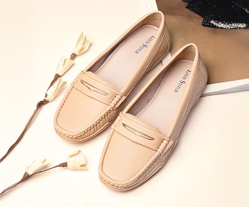 Image of LOUIS STITCH Women's Premium Slip-On Loafers | Elegant Solid Slip-On Comfort Shoes for Casual and Formal Wear | Slip-On Loafer Shoes for Women | LSLD-BLR-HS01