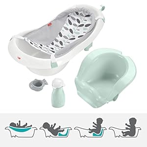 Fisher-Price 4-in-1 Sling ‘n Seat Tub – Climbing Leaves, convertible baby to toddler bath tub with support and seat…