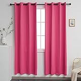 YGO Hot Pink Blackout Curtains for Bedroom 2 Panels Set Room Darkening Drapes Thermal Insulated Soli