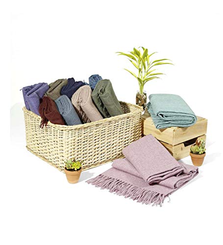 100% Baby Alpaca Wool Blanket Throw Solid Color Design For Bed Couch Sofa Soft Warm Peruvian Alpaca Wool Blankets 72" X 52" (Amber) #TOP4