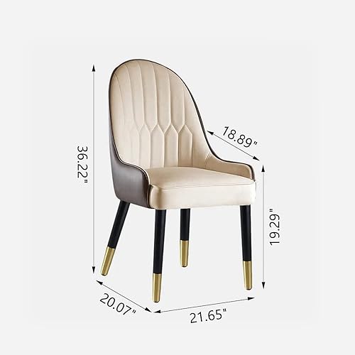 Miniatura 10 de Juego de 2 sillas de comedor de piel sintética moderna de mediados de siglo para cocina, taburetes de comedor con patas de madera maciza y relleno