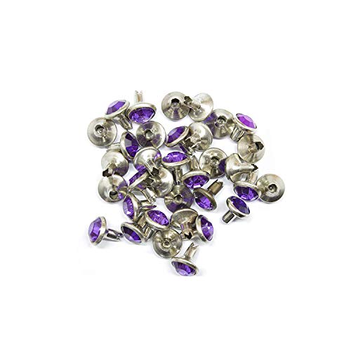 Trimming Shop 8Mm Purple Crystal Rivets, Diamante Acrylic Rhinestone Studs With Pins For Diy Leathercrafts, Clothing Decoration, Arts & Crafts Projects, Purses Embellishment, 10Pcs #TOP1