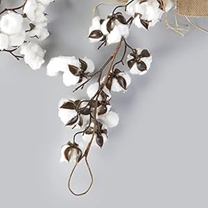 The lakeside collection decorative cotton ball holiday garland with canvas bow tie appliques white  urban country home decor