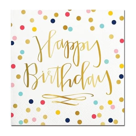 Slant Collections Slant Collections-20-Count Paper Beverage/Cocktail Napkins, 5 x 5-Inch, Happy Birthday Cover