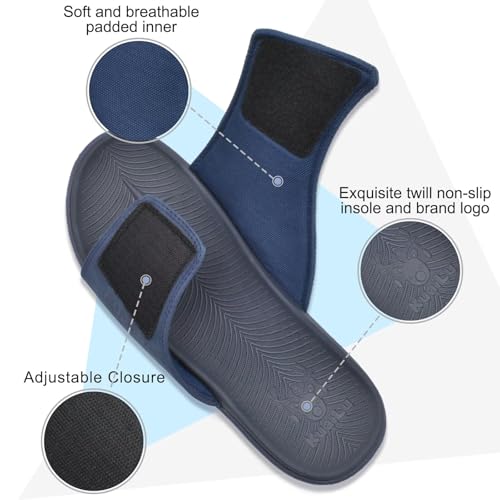 Image of KuaiLu Mens Slide Sandals Orthotic Arch Support Athletic Sport Sandals For Men Adjustable Comfort Slippers With Soft Cushioning For Outdoor