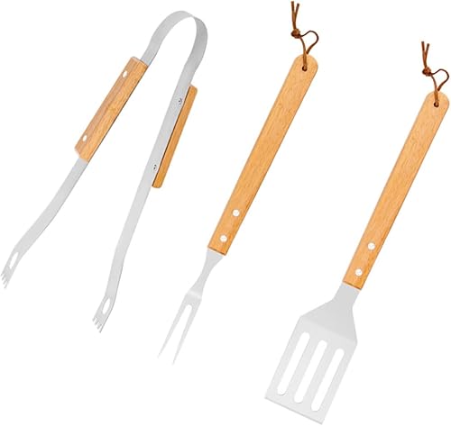 YARNOW 1 Unidades de herramientas de barbacoa profesional Portafolio BBQ Accesorios de parrilla Tenedor de cocina Utensilios de barbacoa de metal