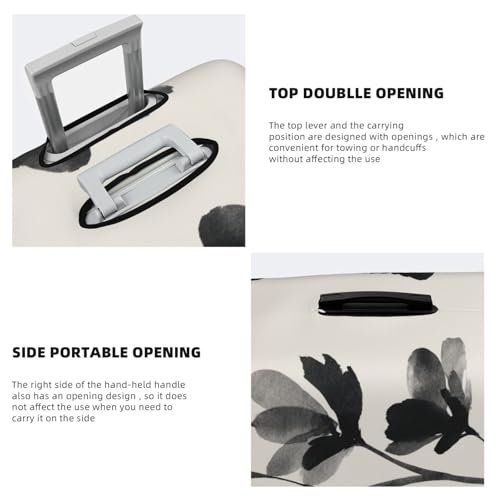 Minimalist Bouquet Of Black Flowers Elastic Travel Luggage Covers Dustproof Scratch-Resistant Suitcase Protector Fit 22-24 Inch3