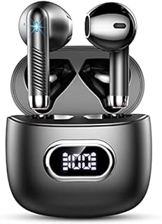 Wasart Wireless Headphones, Bluetooth 5.3 Headphones with HD Mic, 32H Stereo Wireless Earbuds with LED Display, IP7 Waterproof CVC8.0 Headphones in Ear, Touch Control Earphones with Mini Charging Case
