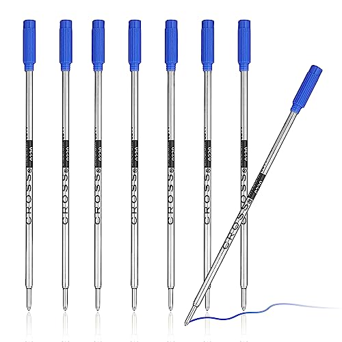 Cross lot de 8 recharges stylo bille bleu encre fluide pointe moyenne