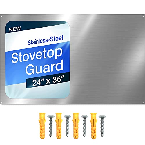 24 x 36 Reversible Metal Backsplash Matching screws | Compatible with Broan-NuTone SP3004 - Ultra Flat and Flushed Metal Panel Splatter Guard for Stovetop Easy Installation