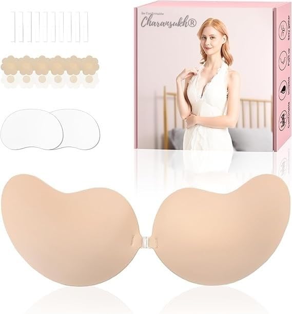 charansukh Women's & Girl's Reusable Adhesive Strapless Push Up Wire Free Stick-On Invisible Bra (Pack-of-1) (in, Numeric, 32, Standard, (Beige) (in, Numeric, 28, 28, Regular)-picture-20