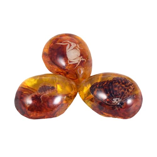 CIYODO 3 Pcs Untreated Amber Natural Amber Insect Specimen Amber Novelty Art Stone Amber Specimen Amber Earring Amber Pendants Amber Ornament Stone Amber Collection Novelty Amber