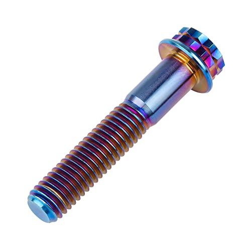 Image of Titanium Flange 12 Point Head M8 x15 20 25 30 35 40 45 50 55 60 65mm Screw Bolt Pack of 4 (M8x40mm, Burning Blue)