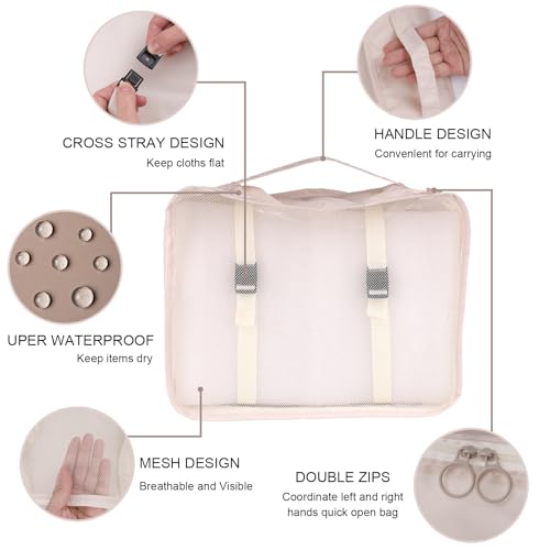 Packing Cubes for Travel Bags Suitcase Organizer Travel Cubes for Packing Luggage Organizer Bags for Packing Gifts for Men (Beige 7 Pcs)3