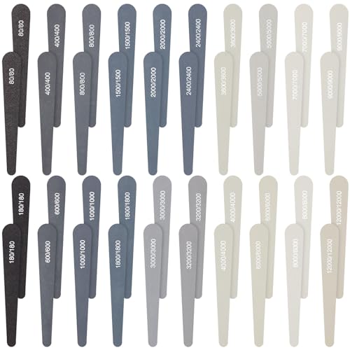 Honoson 40 Pcs Polishing Sticks Sanding Sticks for Plastic Models Metal Accessories Wood Buffing Tools Sandpaper Sanding Polishing Beginner Mini Finger Sander(Drop Style)