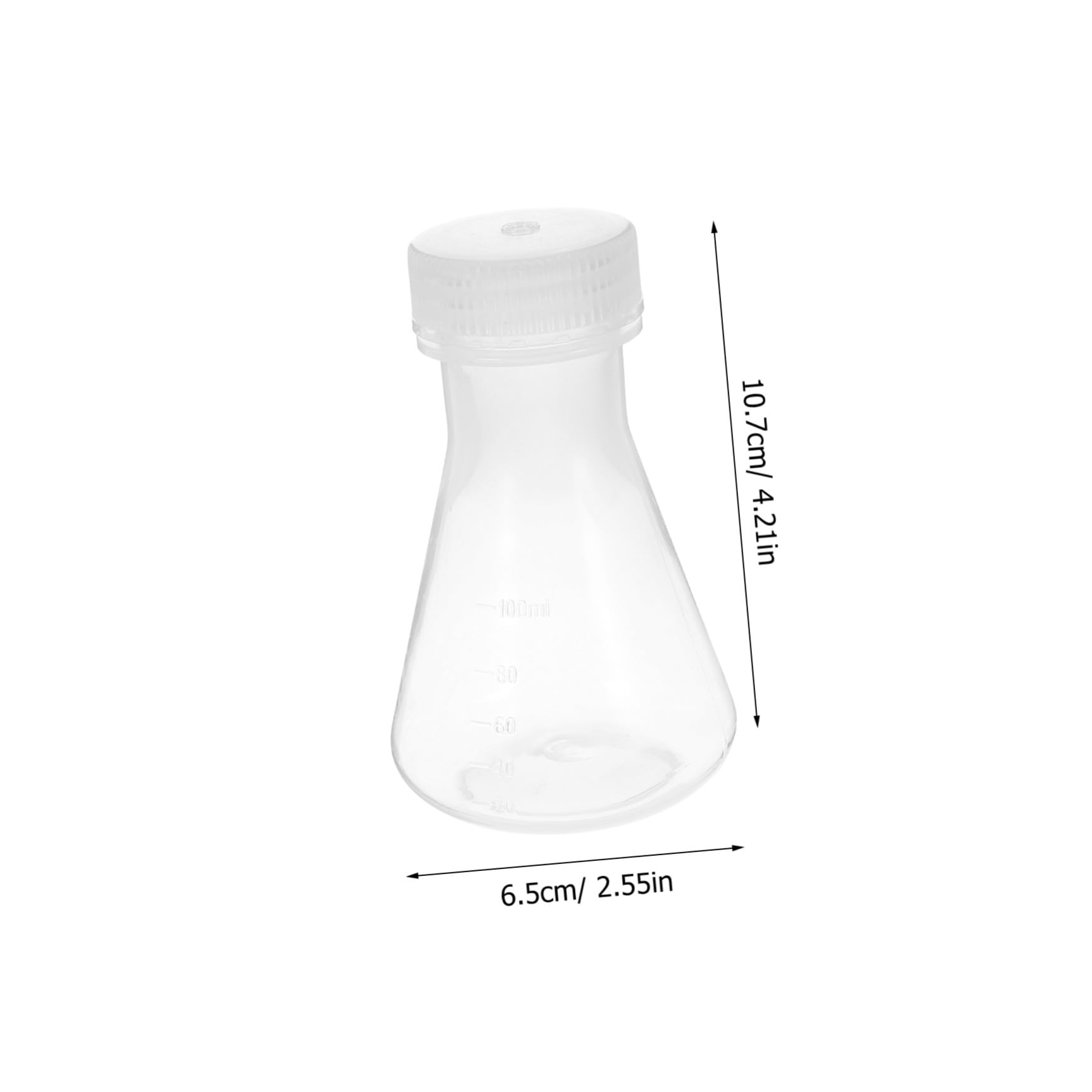 Hohopeti 5 pièces Lot de Flacons Erlenmeyer en Plastique avec Bouchon Fiole en Forme de Cône à Large Col et Fond Plat Stable et Sécurisé pour Laboratoire de Chimie Biologie et Médecine