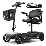 Elektromobil​ Seniorenmobil​– rollstuhl elektrisch faltbar, 4 Räder Faltbare 15 KM-20KM Reichweite, LED-Sicherheitsbeleuchtung,USB Port,Bis 136kg Belastung,elektroroller mit sitz Schwarz