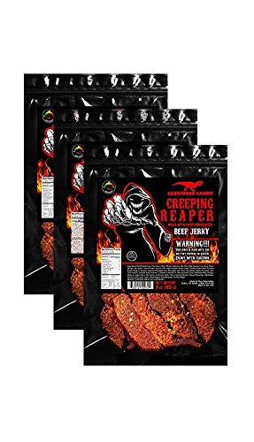 “Creeping Ghost” Carolina Reaper Beef Jerky (3)-3Oz Bag The Reaper Is The Hottest Pepper In The World! Sweet With Heat~ #TOP1