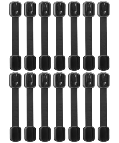 Image of Bates- Child Safety Strap Locks, 14 Pack, Black Baby Cabinet Locks, Toilet Locks Baby Proof, Child Proof Drawer Locks, Cabinet Baby Locks for Cabinets, Child Proof Cabinet Locks, Drawer Child Locks