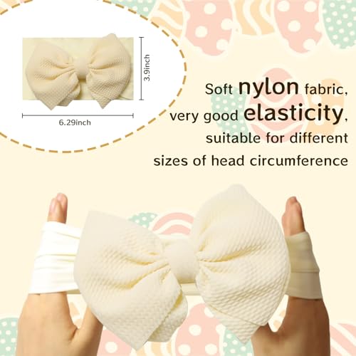 2Pcs Easter Baby Headband Bows, Soft Adjustable Nylon Baby Girl Headbands2