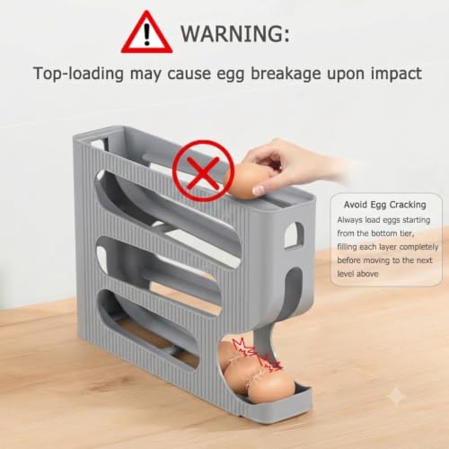 Image of Automatic Egg Rolling Dispenser, 4 Tier, 30 Eggs (GREY-1 NEW) (GREY)
