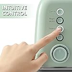 BUYDEEM DT620 2-Slice Toaster, Extra Wide Slots, Retro Stainless Steel with High Lift Lever, Bagel and Muffin Function, Removal Crumb Tray, 7-Shade Settings,Cozy Greenish - Image 4