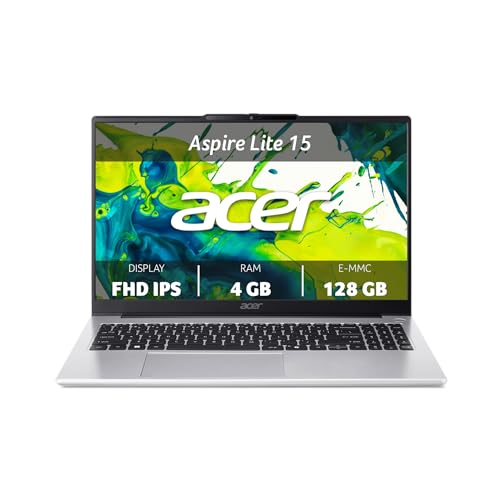 Acer Aspire Lite AL15-32P-C9QZ PC Portatile, Notebook, Processore Intel Celeron N4500, RAM 4 GB DDR4, eMMC 128 GB, Display 15.6" FHD IPS, Scheda Grafica Intel UHD Graphics, Windows 11 Home in S mode