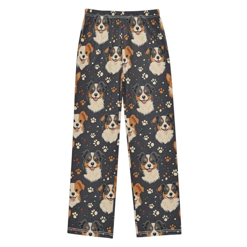 ALAZA Paw Print Dog Puppy Dot Pajama Pants Long Sleep Pant Pajama Bottoms Elastic Waist with Pockets