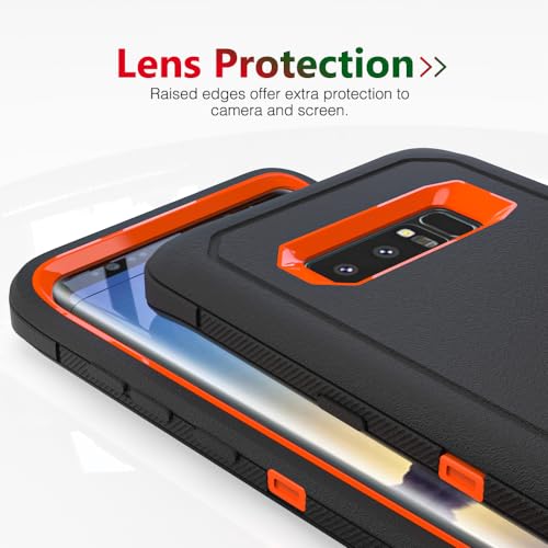 Image of Case for Galaxy Note 8, Heavy-Duty Tough Rugged Shockproof Drop Protective Cover Cases for Samsung Galaxy Note 8, Black+Orange