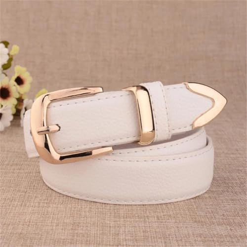 Women’S Fashion Genuine Leather Belt With Gold Metal Buckle 2.8Cm Wide Dress Jeans Accessory2
