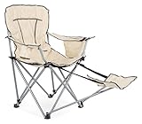 Stagecaptain CSF-600 Nick Campingstuhl mit Fußablage - Klappbarer Campingsessel - Outdoor Stuhl mit Kühlfach & Getränkehalter - Wasserfestes Material - Inklusive Tragetasche - Sand