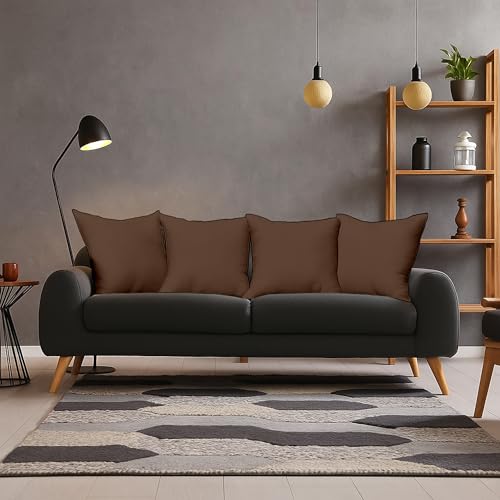 Image of Premium Polyester Fiber Cushion Fillers - Pack of 5 Pcs | 16 x 16 Inches | Chocolate| Cushions, Sofa Pillow, Cushion for Sofa, Cushion for Bed, Decorative Pillow