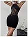 MakeMeChic Women's Christmas Dresses Halter Mini Bodycon Criss Cross Party Black Lace Dress Black Small