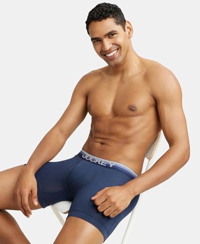 Image of Jockey ZN03 Men's Super Combed Cotton Elastane Stretch Solid Boxer Brief with Ultrasoft Waistband