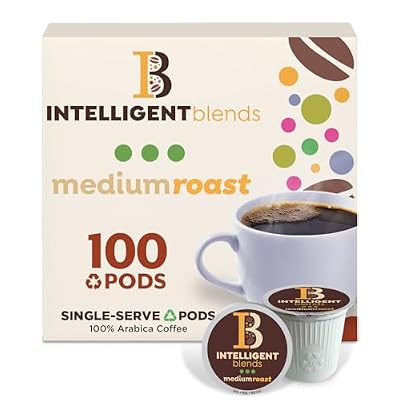 Intelligent Blends Medium Dark Roast Coffee Pods, 100 ct, Single Serve Pods 100% Arabica Coffee, Compatible with Keurig K Cups Maker