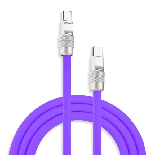 Image of chubbycable Chubby 2.0 Fast Charging Cable Durable Soft Silicone USB C Cable 240W Extra Thick Phone Charger Cord Data Transfer Cord, Violet, Type-C to Type-C, 16.4 FT