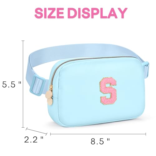 Image of mibasies Initial Fanny Pack for Girls, Birthday Gifts for 4 5 6 7 8 9 10 11 12 13 Teen Girl - Cute Personalized Trend Stuff - Light Blue S