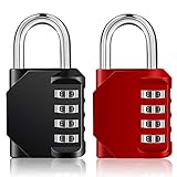 ZHEGE Combination Lock 2 Pack, 4 Digit Combination Padlock Outdoor, School Lock, Gym Lock Red and Bl