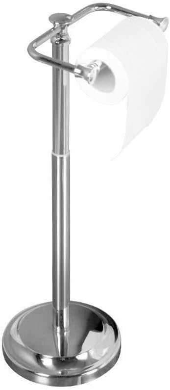 Freestanding Stainless Steel Toilet Paper Holder, Adjustable Height, Heavy Base, for Kitchen and Bathroom, Roll Tissue Stand