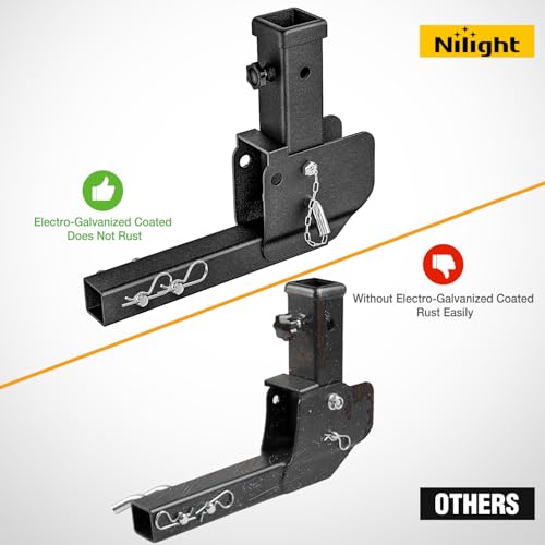 Image of Nilight Trailer Hitch Folding Extender Mount Shank 16.54 inch Compatible with Wheelchair Cargo Carrier Adapter for 2 Inch Receiver Trailer Hitch 500lbs Black Powder Coated