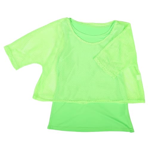 Camiseta de Rejilla Verde Mujer y Conjunto Retro 80s para Fiesta de Carnaval