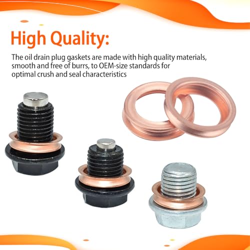 Image of 12PCS Copper Oil Drain Plug Gasket Crush Washers Seal, 11026-01M02 Car Parts Engine Oil Crush Washers Replacement for Nissan /Infiniti Rogue Sentra Xterra Altima Frontier Armada Jukes 350Z G35