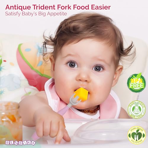 Image of Bembika Baby Feeding Essential The Ultimate Apron for Baby Feeding and Adjustable Bibs Set with BPA Free Baby Weaning Spoon and Baby Self Feeding Spoon - (BE2343)