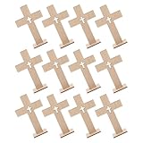BESTonZON 18 Stück Taufe Holzkreuz Taufdekorationen DIY -Kunsthandwerk Holzkreuz zum Basteln Katholisches Kreuz Beige