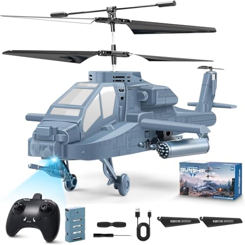 Image of SUPER TOY RC Helicopter 2.4 GHz Remote Controlled Flying Helicopter Toy with LED Lights, One Button Start & Altitude Hold Function Gifts for Kids Boys