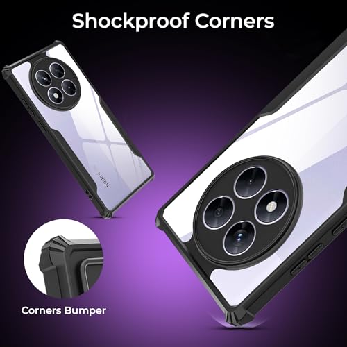 Image of A rtistque Clear Hard Transparent Acrylic Armor Anti-Drop Shockproof TPU Edge Back Cover Case for Redmi Note 14 Pro - Black