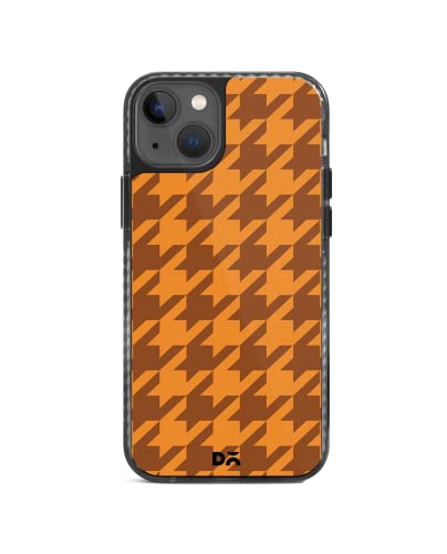 Image of DailyObjects Case for iPhone 14 Compatible with Mag-Safe Wireless Charging, Stride 2.0 Brown Houndstooth Slim Shockproof Back Cover with Inner Magnetic Ring
