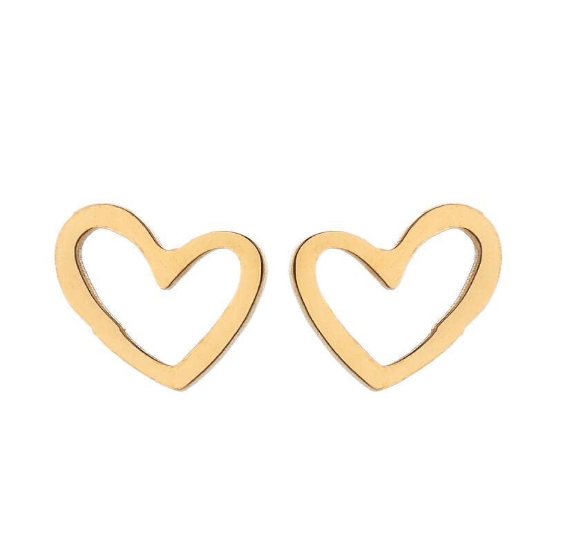 Boucles d'oreilles cœur cadeau romantique idéal en acier plaqué or 18k