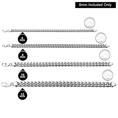 Blichain Cuban Link Chain Bracelet With Design Lobster Clasp For Men Boys 8Mm High Polished Stainless Steel Hip Hop Miami Curb Chains7 #TOP6
